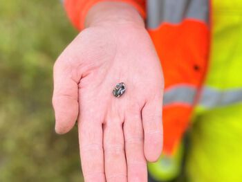 Glass bead discovered during the sifting of the plough soil, third week of the 2020 excavation. Read more about the glass bead.&amp;#160;
