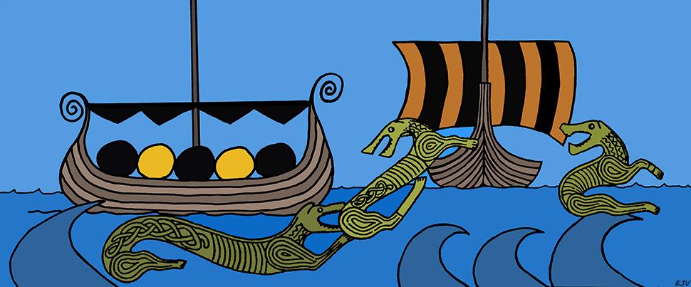 Bildet kan inneholde: vikingskip, longship, gondola, båt, utklipp.